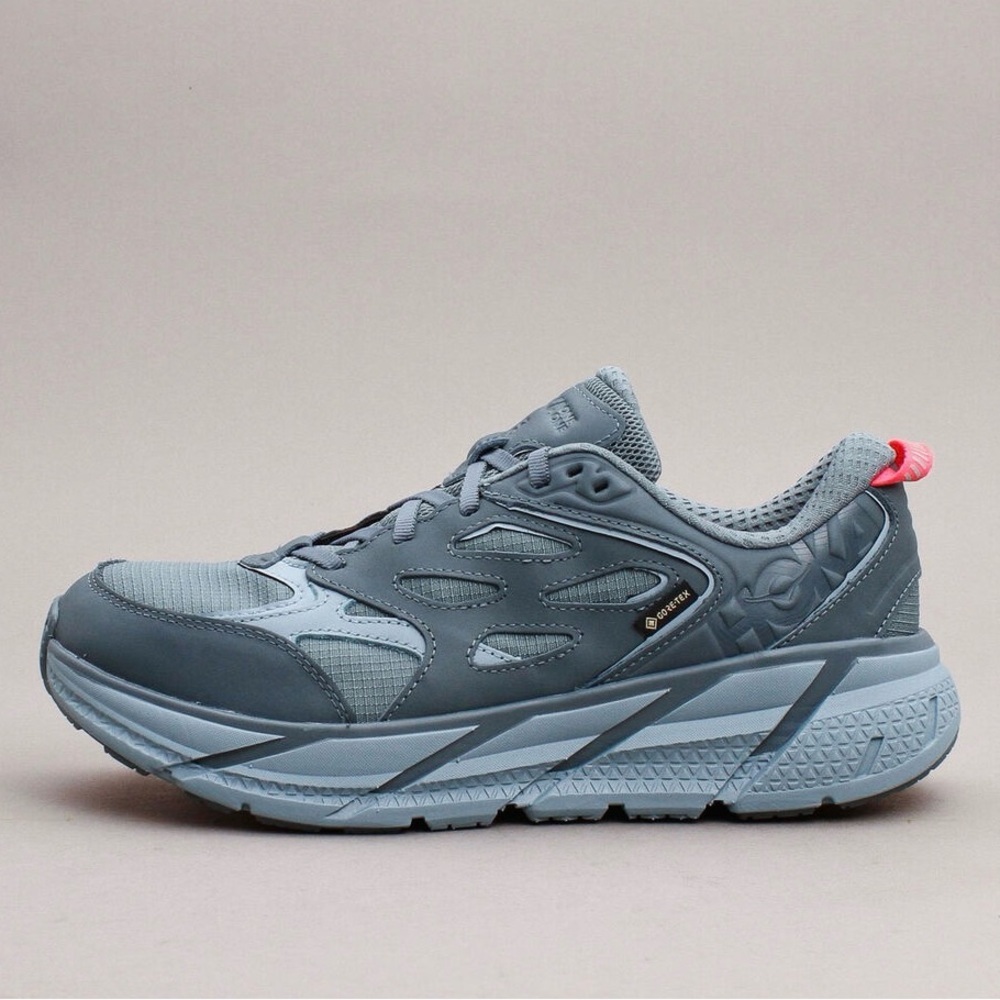NWT Hoka Clifton Leather Gore-Tex Waterproof Unisex Goblin Stone Blue GBSB